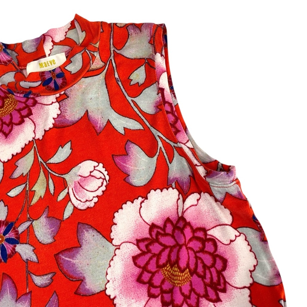 Anthropologie Maeve Cleary Red Floral Asymmetrical Midi Dress - Picture 8 of 12